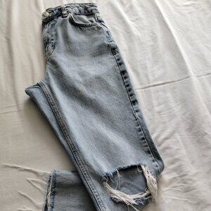 TOPSHOP Stone Wash DISTRESSED/DESTROYED "MOM" Jeans Sz UK11/US7